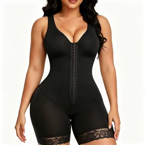 Tummy Control Women's Colombian Bodysuit Shapewear – Plus Size Tummy Control with Adjustable Front Zipper, Lifts Hips & Shapes Waist, Breathable & Comfortable for All-Day Wear